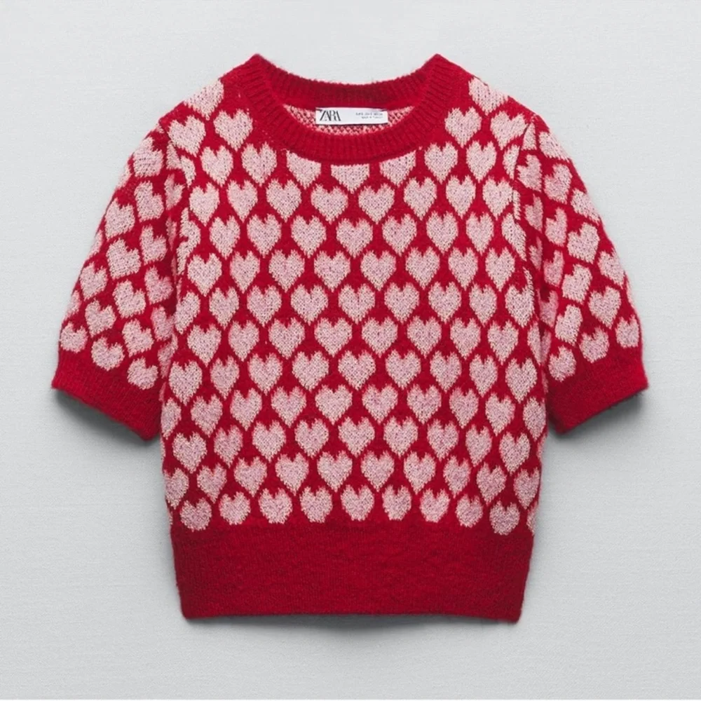 Zara Red and Pink Heart Sweater - Picture 2 of 5